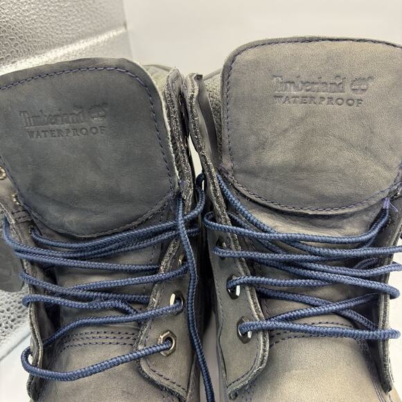 Vintage Timberland Waterproof Work Boots Grey Leather Mens 9.5 M Made in USA Rug main image 6